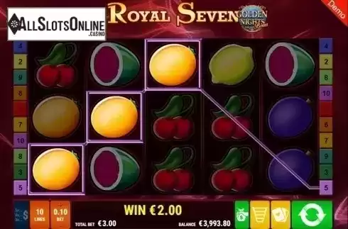 Win Screen. Royal Seven GDN from Gamomat