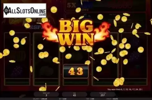 Big win screen. Super Fast Hot Hot Respin from iSoftBet