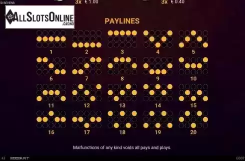 Paylines screen