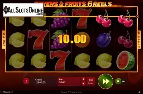 Win Screen 1. Sevens and Fruits: 6 Reels from Playson