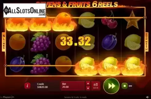 Win Screen 4. Sevens and Fruits: 6 Reels from Playson