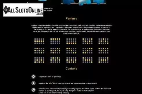 Paylines screen