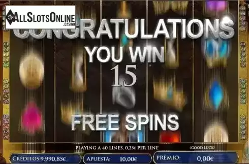 Free Spins screen. The Game of Chronos Eagle from R. Franco