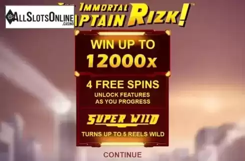 Start Screen. The Immortal Captain Rizk! from Microgaming