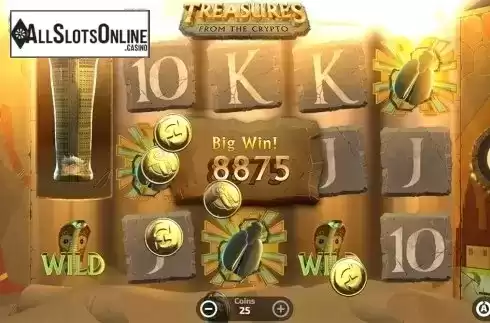 Big win screen. Treasures From The Crypto from FunFair