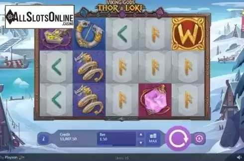 Game Workflow screen. Viking Gods Thor and Loki from Playson