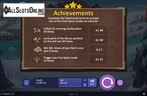 Achievements screen. Viking Gods Thor and Loki from Playson
