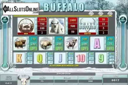 Paytable 2. White Buffalo (Microgaming) from Microgaming