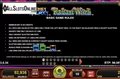 Info . Money Galaxy Radiant Witch from Konami