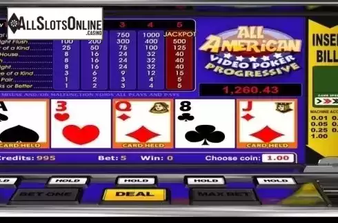 Game Screen 3. All American Poker (Betsoft) from Betsoft