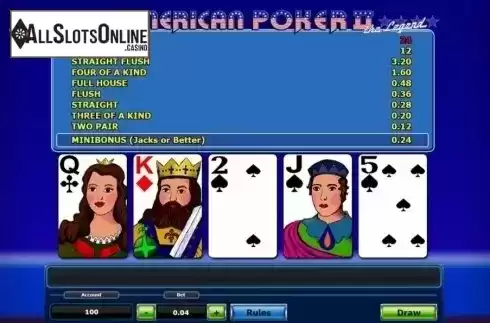 Game Screen 1. American Poker II (Novomatic) from Novomatic
