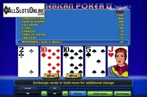 Game Screen 2. American Poker II (Novomatic) from Novomatic
