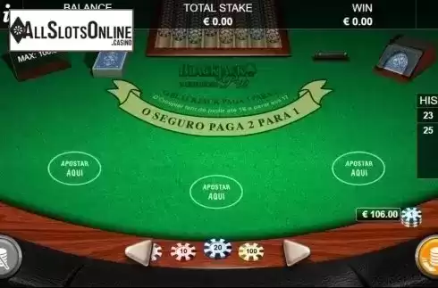 Game Screen. Blackjack Pro MH Portuguese from NextGen