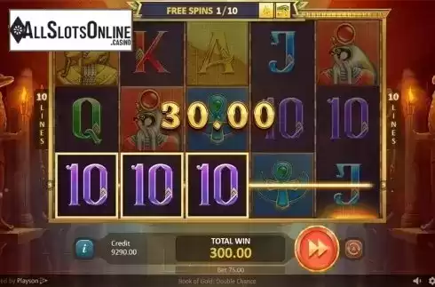 Free spins screen 1. Book of Gold: Double Chance from Playson