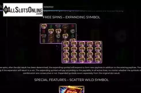 Free Spins - Expanding symbols screen