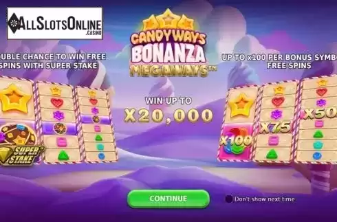 Start Screen. Candyways Bonanza Megaways from Hurricane Games