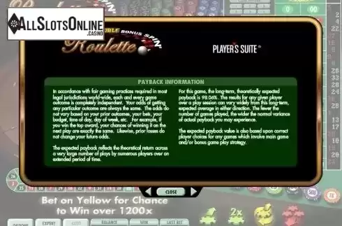 Info. Double Bonus Spin Roulette from IGT