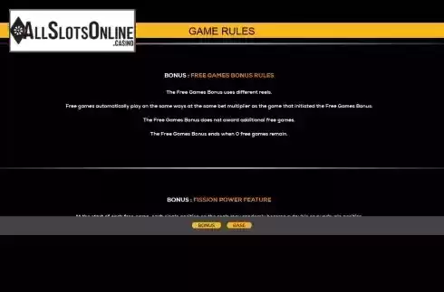 Free Games rules screen