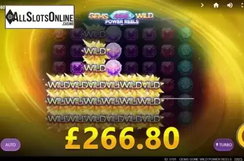 Win Screen 1. Gems Gone Wild Power Reels from Red Tiger