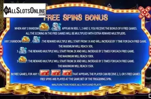 Free Spins bonus screen