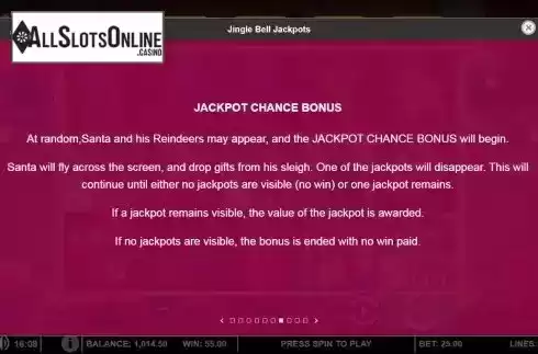 Jackpot chance bonus screen