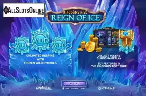 Start Screen. Kingdoms Rise: Reign of Ice from Playtech Origins