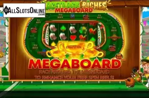 Start Screen. Racetrack Riches Megaboard from iSoftBet