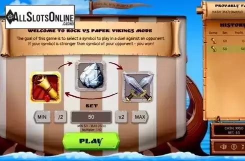 Reel Screen. Rock vs Paper: Viking’s mode from Evoplay Entertainment
