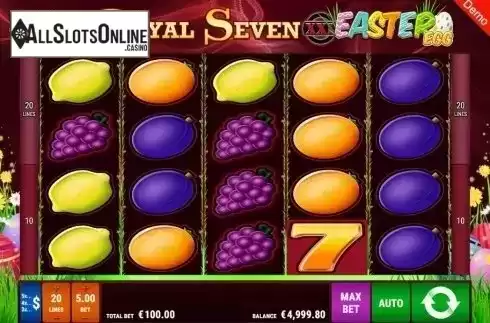 Game Screen. Royal Seven XXL Easter Egg from Gamomat