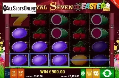 Win Screen. Royal Seven XXL Easter Egg from Gamomat