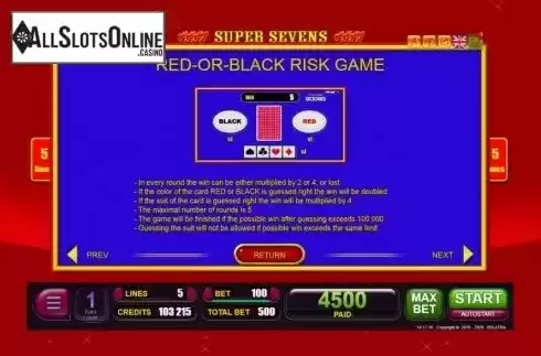 Risk Game Screen. Super Sevens (Belatra Games) from Belatra Games