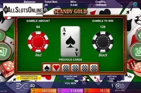 Gamble win screen. Scandy Gold Fruits Jackpot from DLV