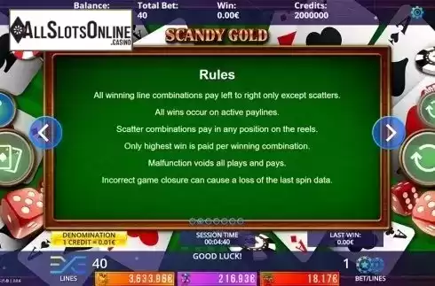 Paytable 2. Scandy Gold Fruits Jackpot from DLV