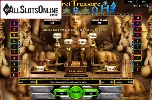Bonus Game. Secret Treasure Of Pharaoh from Platin Gaming