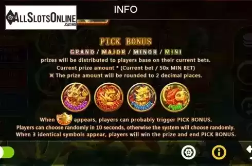Pick bonus screen