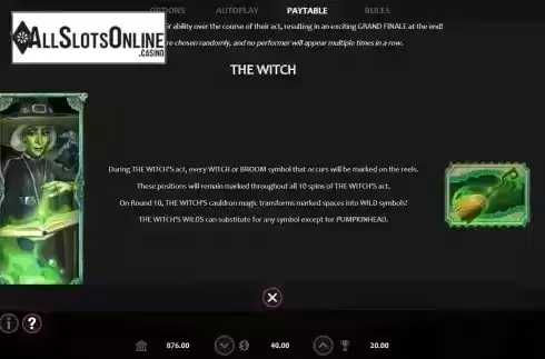 The witch feature screen