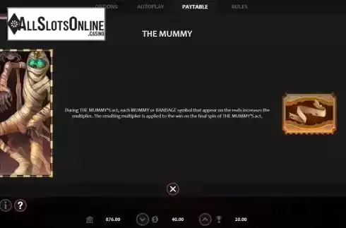 The mummy feature screen