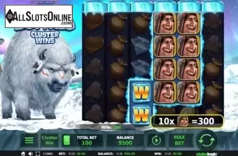 Win Screen. White Buffalo Cluster Wins from StakeLogic