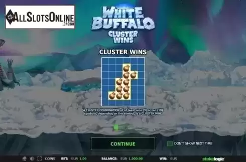 Cluster Wins. White Buffalo Cluster Wins from StakeLogic