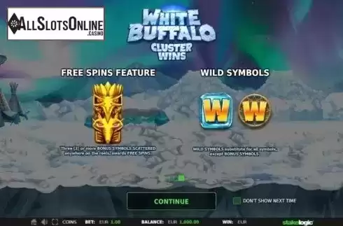 Symbols. White Buffalo Cluster Wins from StakeLogic