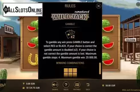 Gamble rules screen