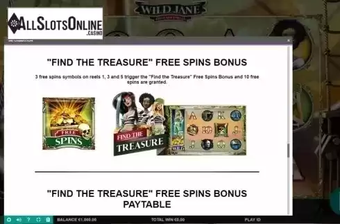 Paytable 6. Wild Jane, the Lady Pirate from Leander Games