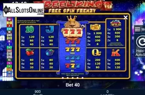 Paytable 1. Reel King™ Free Spin Frenzy from Greentube