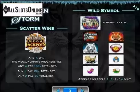 Paytable 4. MegaJackpots Siberian Storm from IGT