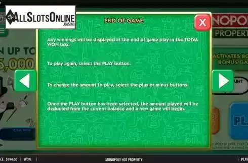 End of the game screen