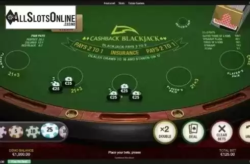 Game Screen. Cashback Blackjack (Playtech) from Playtech