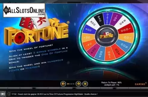 Info. Dice Of Fortune Progressive from GAMING1