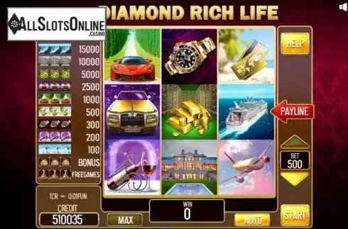 Reel Screen. Diamond Rich Life Pull Tabs from InBet Games
