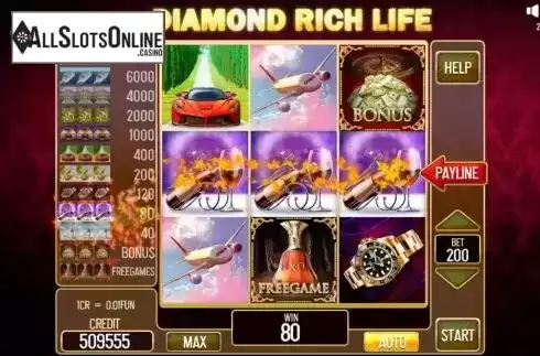 Win screen . Diamond Rich Life Pull Tabs from InBet Games
