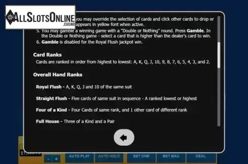 Game Rules. Double Bonus Poker (Habanero) from Habanero